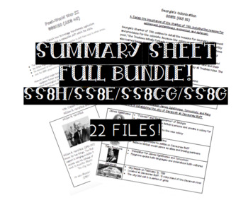 Preview of SS8H/SS8E/SS8CG/SS8G Summary Sheet BUNDLE