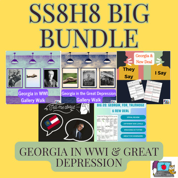 Preview of SS8H8 Big Bundle: WWI, Great Depression, FDR, Talmadge, New Deal~ Print & Go