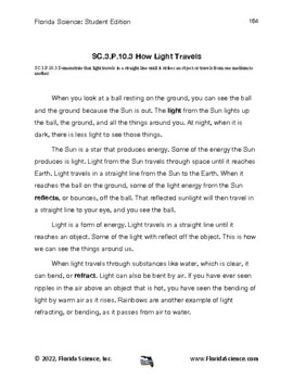 SSA/FSA Science Review SC.3.P.10.3 How Light Travels by Ted Borduas