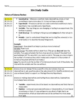 Preview of 5th Grade Florida State Science Assessment Study Guide (FSA/ SSA/ FL NGSSS)