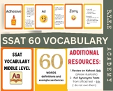 SSAT MID LEVEL 60 FLASHCARDS with definitions