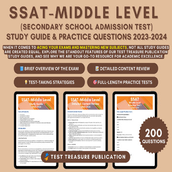 Preview of SSAT Middle Level Study Guide 2023-2024 - Exam Resources and Practice Tests