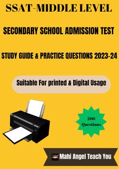 Preview of SSAT Middle Study Guide 2023-2024- Exam Practice Tests.