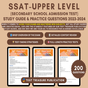 Preview of SSAT Upper Level Prep Book 2023-2024 | Comprehensive Exam Study Guide