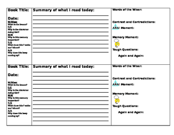 Preview of SSR Daily Reading Journal with Fiction Notice and Note Signposts