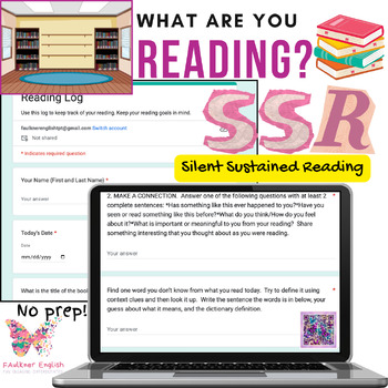 Preview of SSR Reading Log Digital Resources Google Form