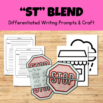 Preview of ST Beginning Consonant Blend Writing Craftivity - Phonics Writing & Craft