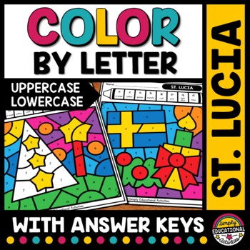 Preview of ST LUCIA DAY ACTIVITY COLOR BY LETTER WORKSHEET WINTER HOLIDAY AROUND THE WORLD