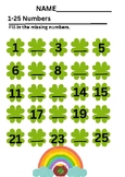 ST. PATRICK'S DAY 1-25 FILL IN THE NUMBERS