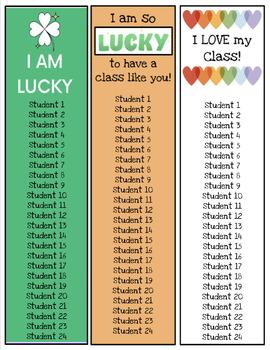 Preview of ST. PATRICK'S DAY - BOOKMARKS - EDITABLE