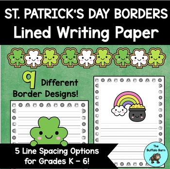 ST. PATRICK'S DAY Borders Lined Writing Paper Stationery- Shamrocks ...