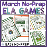 March Literacy Games First Grade No Prep St. Patricks Day 