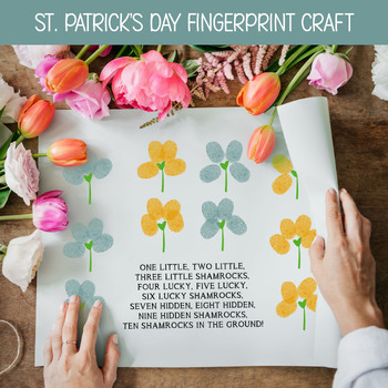 Preview of ST. PATRICK'S DAY CRAFT & POEM, PRESCHOOL COUNTING ACTIVITY, SHAMROCK ART