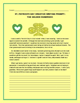 Preview of ST. PATRICK'S DAY CREATIVE WRITING PROMPT: THE GOLDEN SHAMROCK