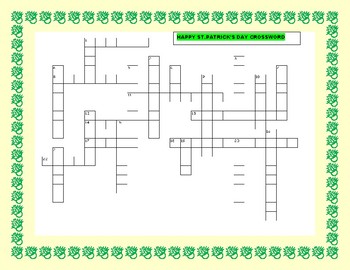 Preview of ST. PATRICK'S DAY CROSSWORD PUZZLE: A FUN TRICKY CHALLENGE!