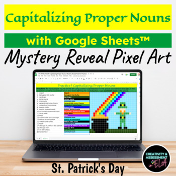 Preview of ST. PATRICK'S DAY Capitalizing Proper Nouns | Mystery Reveal Picture Pixel Art