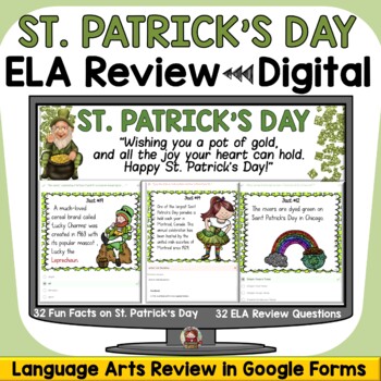 Preview of ST PATRICK'S DAY FUN FACTS ELA DIGITAL REVIEW: GOOGLE FORMS: GOOGLE CLASSROOM
