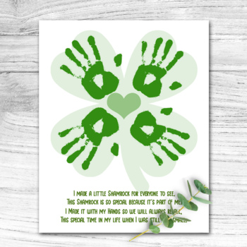 Preview of ST. PATRICK'S DAY HANDPRINT ART, SHAMROCK DIY CRAFT FOR KIDS, MARCH ACTIVITY