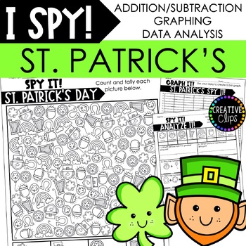 Preview of ST. PATRICK'S DAY I SPY Count and Color, Math and Graphing Activities