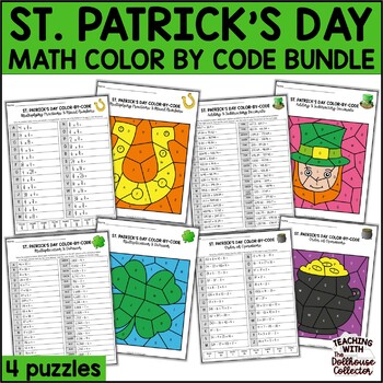 Preview of ST. PATRICK'S DAY MATH COLOR BY CODE BUNDLE for Upper Elementary Students