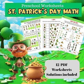 Preview of ST. PATRICK'S DAY Math Worksheets for PreK, Kindergarten, Homeschool