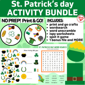 Preview of ST. PATRICK'S DAY OT BUNDLE + bonus file:crafts, ispy, spot it& wordsearch