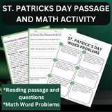 ST. PATRICK'S DAY- READING PASSAGE AND MATH WORD PROBLEMS-