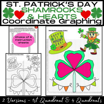 Preview of ST. PATRICK'S DAY - SHAMROCKS & HEARTS Coordinate Graphing Mystery Picture