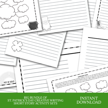 Preview of ST. PATRICK'S DAY SHORT STORY WRITING PROMPTS, LITERACY CENTER ACTIVITIES