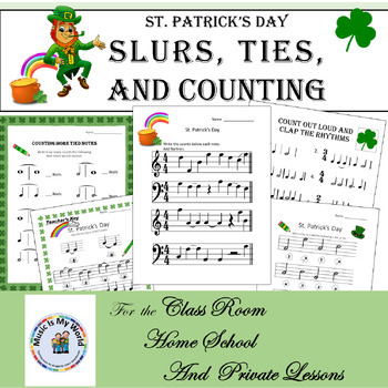 Preview of ST. PATRICK'S DAY STUDY OF SLURS, TIED NOTES, AND COUNTING
