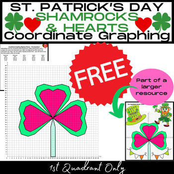 Preview of ST. PATRICK'S DAY Shamrock & Hearts COORDINATE GRAPHING Mystery Picture