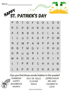 Preview of ST. PATRICK'S DAY WORD SEARCH FUN