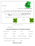 ST. PATRICK'S Day PARTY letter to Parents