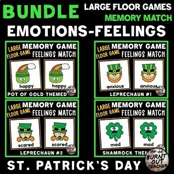 Preview of ST PATRICKS BUNDLE LARGE FLOOR MATCH GAME FEELINGS EMOTIONS SEL SOCIAL EMOTIONAL