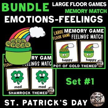 Preview of ST PATRICKS BUNDLE LARGE FLOOR MATCH GAME FEELINGS EMOTIONS SEL SOCIAL EMOTIONAL