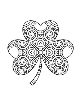 Preview of ST PATRICKS DAY COLORING, BUNDLE 6 PAGES, SHAMROCK CLOVER COLORING