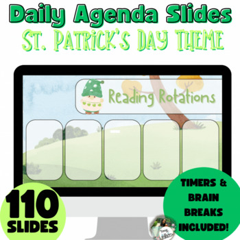 Preview of ST. PATRICKS DAY Daily Agenda Google Slides Daily Schedule March with TIMERS