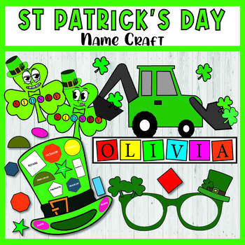 Preview of ST PATRICKS DAY NAME CRAFT BUNDLE, St. Patrick's Day Craft March Bulletin Board