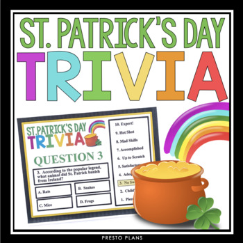 Preview of St. Patrick's Day Trivia Game - Classroom Competition Interactive Holiday Game