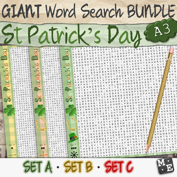 Preview of ST PATRICKS DAY VOCABULARY BUNDLE GIANT Word Search Puzzle Poster Worksheets