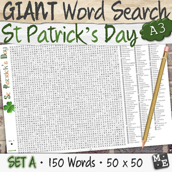 Preview of ST PATRICKS DAY VOCABULARY GIANT Word Search Puzzle Poster Worksheets Set A