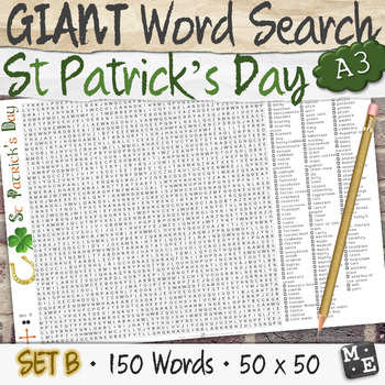 Preview of ST PATRICKS DAY VOCABULARY GIANT Word Search Puzzle Poster Worksheets Set B