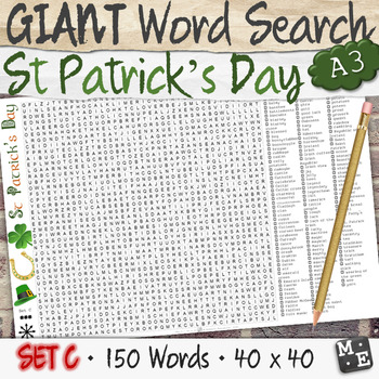 Preview of ST PATRICKS DAY VOCABULARY GIANT Word Search Puzzle Poster Worksheets Set C
