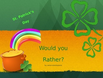 Preview of ST Patrick's Day Class Activity GREEN items- Would you rather game.  