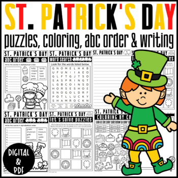 Preview of ST. Patrick's Day: PUZZLES/ABC ORDER/WORD SEARCH/ WRITING/DIGITAL