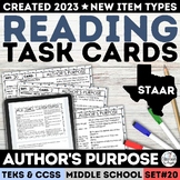 STAAR Author's Purpose Task Cards Quiz 6th 7th 8th Grade R