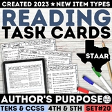 STAAR Author's Purpose Task Cards & Quiz 4th & 5th Grade