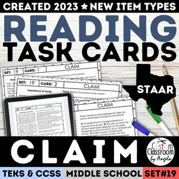 Preview of STAAR Author's Claim & Evidence Task Cards Identifying Claim's Evidence