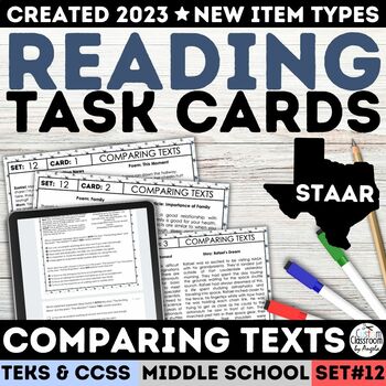 Preview of STAAR Paired Passages Task Cards Compare & Contrast Two Text on the Same Topic
