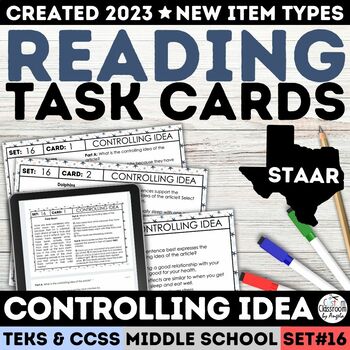 Preview of STAAR Controlling Idea Task Cards Central Idea Main Idea Key Details Worksheets